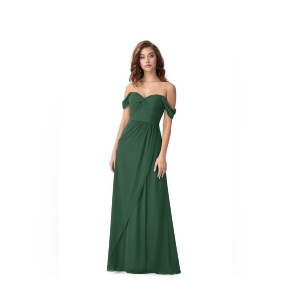 Azazie Millie Dark Green Chiffon Bridesmaid Maxi Dress A12 NWT Wedding Formal - Picture 4 of 15